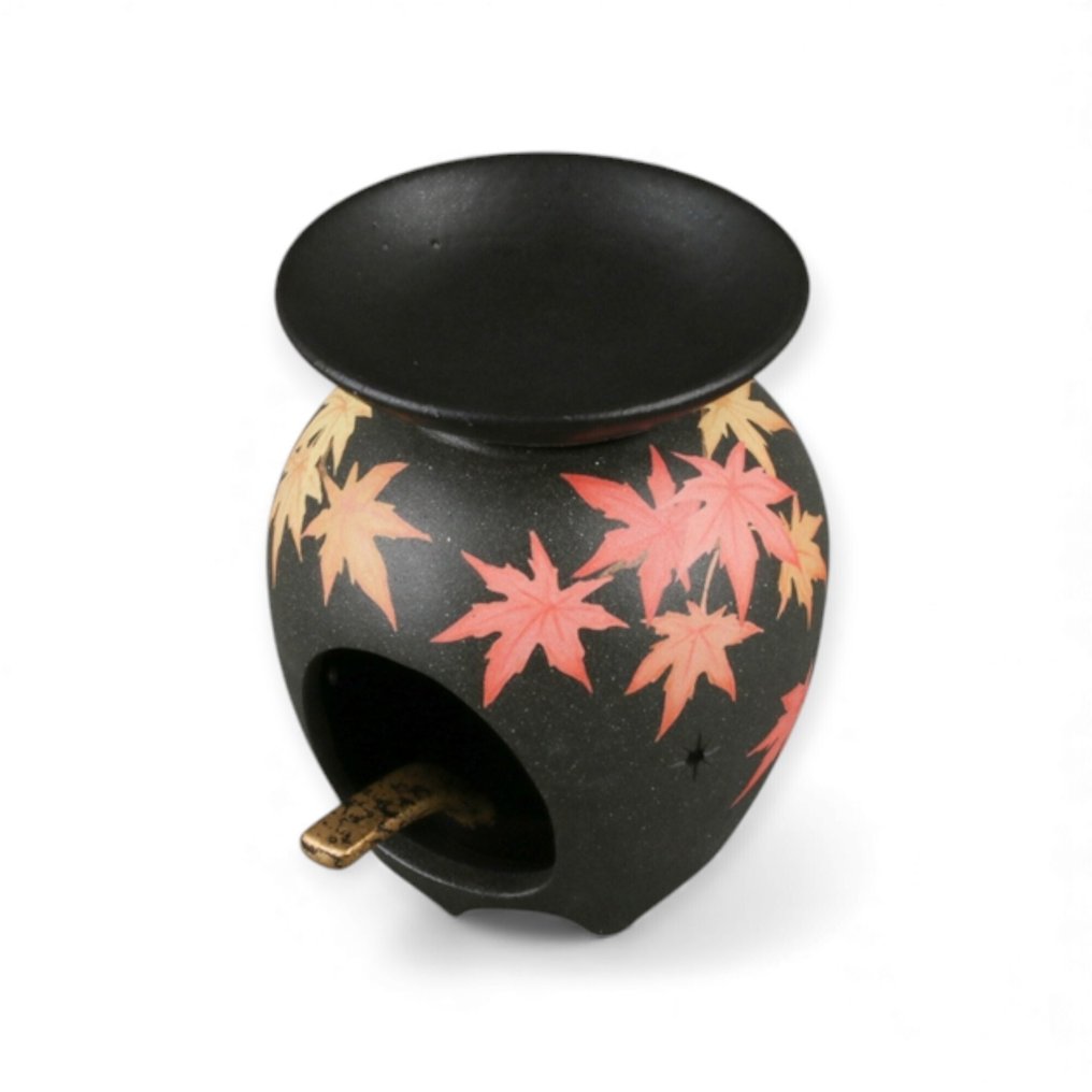 水户绫乃枫木香炉与坂本俊夫镶嵌盅——一套秋日冥想套装 - 瓷器 - Ayano Mito - 日本 - 昭和年代(1926-1989) #2.1