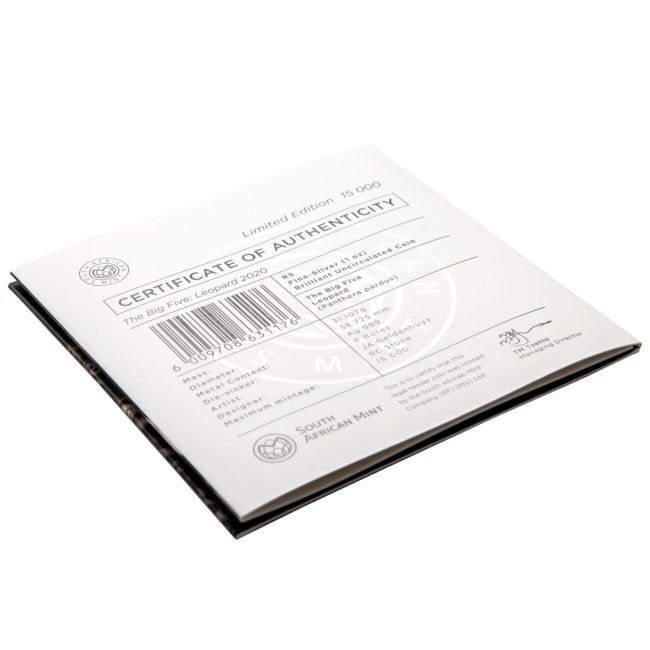 Νότια Αφρική. 5 Rand 2020 1 oz Big Five Silver Leopard Coin BU (In Blister Card) #4.3