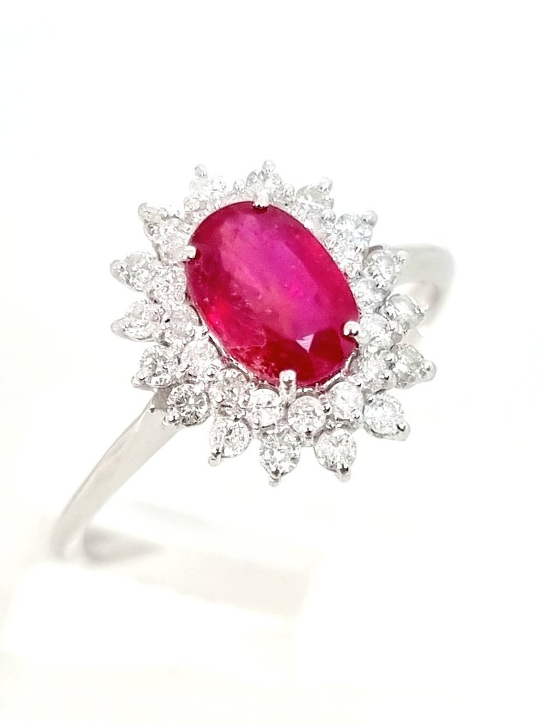 Ring - 18 kt. White gold Ruby - Diamond #4.3
