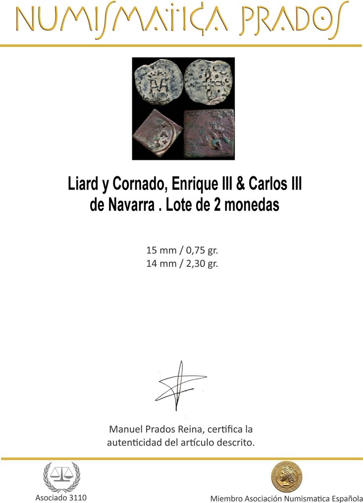 Kingdom of Spain. Liard y Cornado Navarra  (No reserve price) #1.0