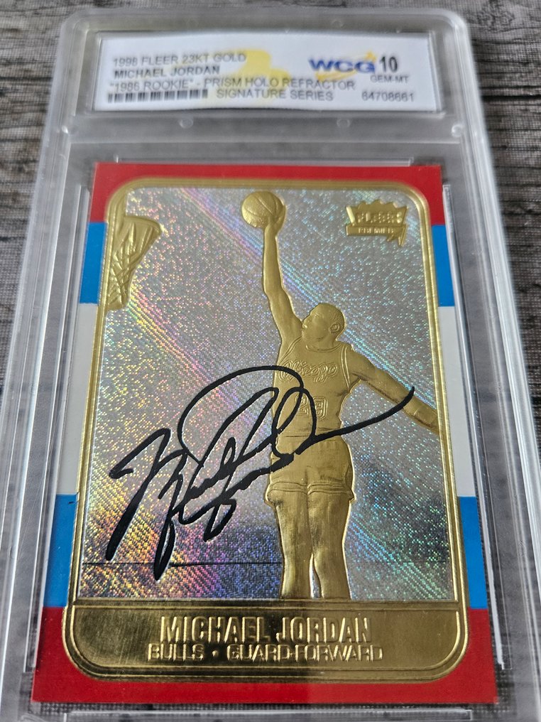 1998 Fleer Signature Series Michael Jordan Κάρτα με αυτόγραφο, Σειριακή κάρτα, Περιορισμένη έκδοση, 23KT Gold - WCG 10 - 1 Graded card #1.0