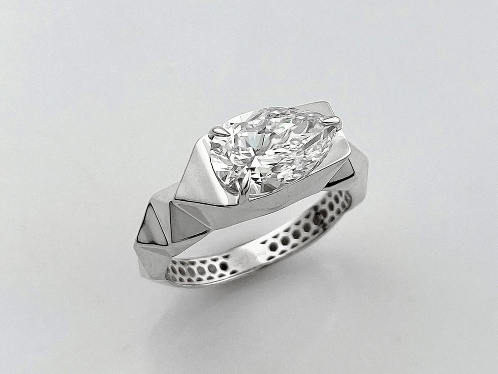 Δαχτυλίδι - 14 καράτια Λευκός χρυσός -  2.09ct. tw. Διαμάντι (Εργαστηριακής καλλιέργειας) #1.0