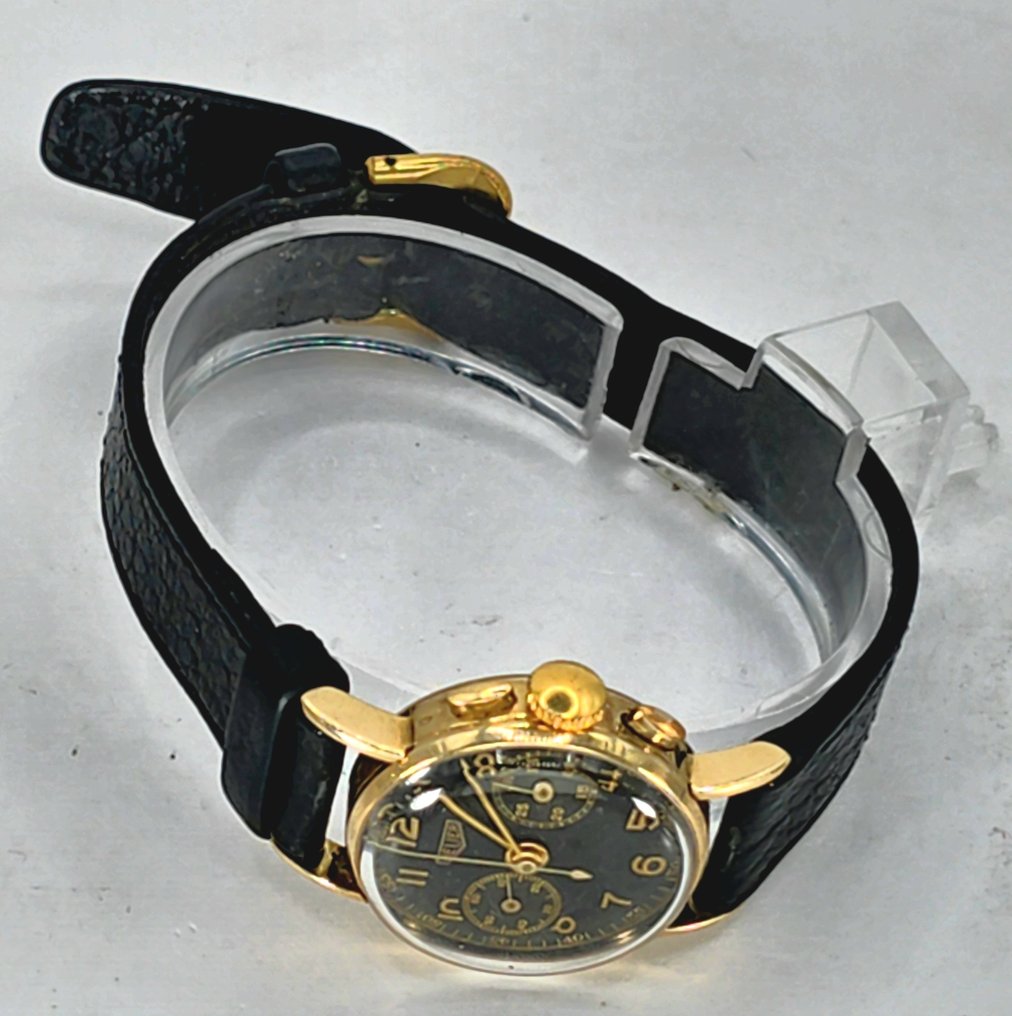 ED. Heuer & Co. - Gold Chronograph - Kaliber Valjoux 69 - Gilt Ziffernblatt - Unisex - Schweiz um 1950 - Unisex - 1950-1959  #1.0