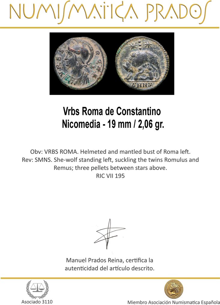 罗马帝国. 君士坦丁一世 (公元306-337). Centenionalis VRBS ROMA, Nicomedia (没有保留价) #1.0