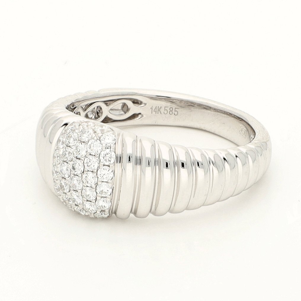 Ring - 14 kt Weißgold - 0.20ct. tw. Diamant (Natürlich) #1.0