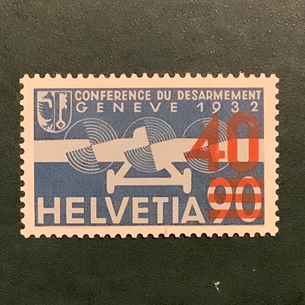 Switzerland 1936 - Airmail 40 cents to 90 cents with orange print - approved. - Michel 293a #1.0