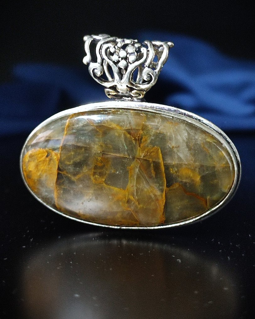 Πολύ όμορνο κρεμαστό από κίτρινο χρυσό Pietersite 925 ασήμι με δωρεάν αποστολή. - Κρεμαστό κόσμημα #2.1