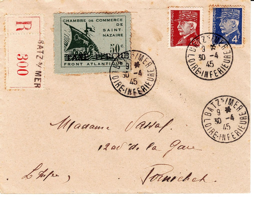 法國 1945 - 圣纳泽尔地区释放信 #1.0