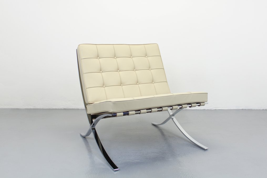 Knoll - Ludwig Mies van der Rohe - Fåtölj - Barcelonastol - Läder, Stål #1.0