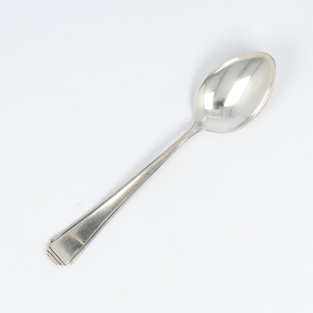 Lutz & Weiß model Pyramid - Art-Deco (grote) koffielepel / IJslepel - Łyżka (12) - Srebro pr. 800 #3.2