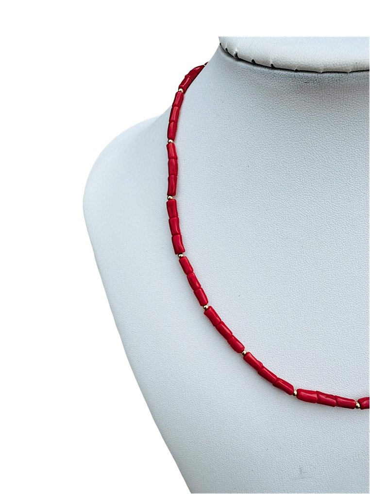 Zonder Minimumprijs - Halsketting - 18 karaat Geel goud Koraal #1.0