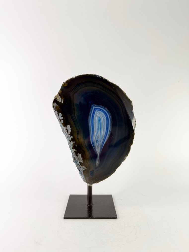 Agata di qualità AA+ su supporto - colore blu Cristallo - Altezza: 170 mm - Larghezza: 100 mm- 590 g #1.0
