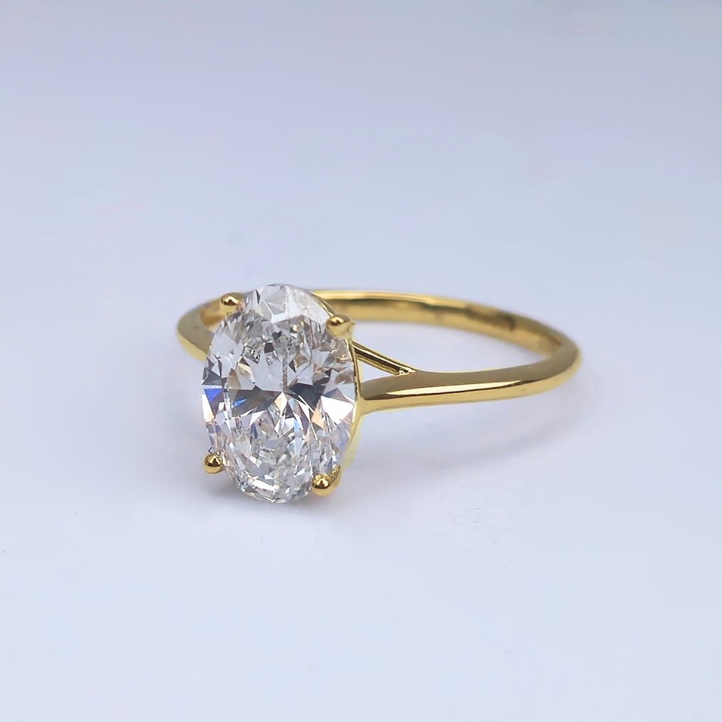 Bague - 14 carats Or jaune - 2.01ct. tw. Diamant (Cultivé en laboratoire) - CERTIFIÉ #1.0