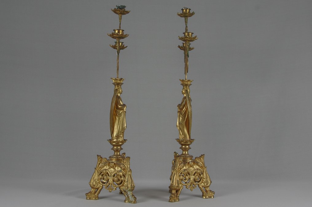 烛台 - 镀金青铜 - 一对蜡烛架 - 62 厘米 #4.3