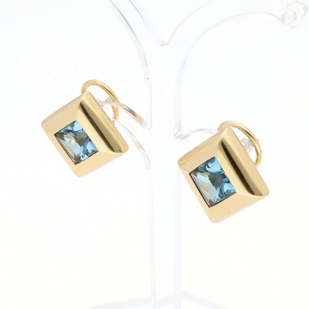 Øreringe - 18 kraat Gulguld Akvamarin #1.0