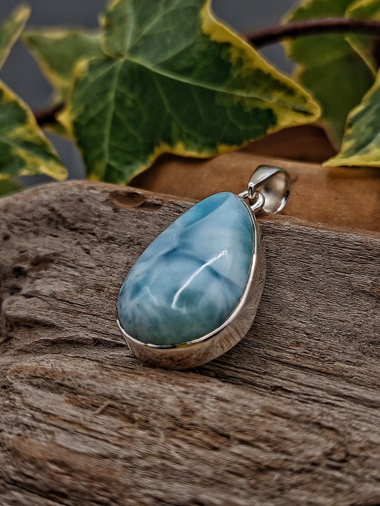 Silberschmuck aus 925er Silber mit Larimar (Ozean) Top-Qualität - Höhe: 40 mm - Breite: 18 mm- 9.1 g - (1) #3.2