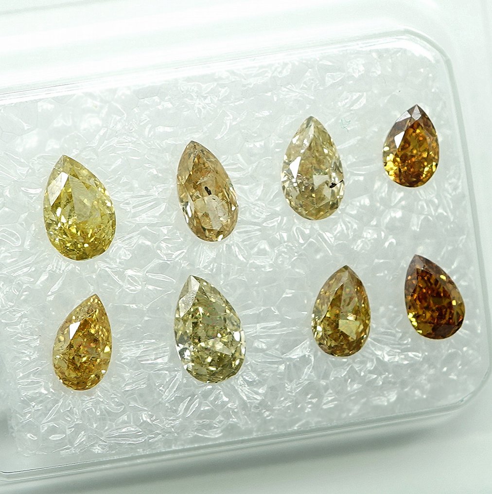 8 pcs 钻石  (天然)  - 1.03 ct - 梨形 - SI1 微内含一级, I1 内含一级 - 安特卫普宝石报告（GRA） #3.2