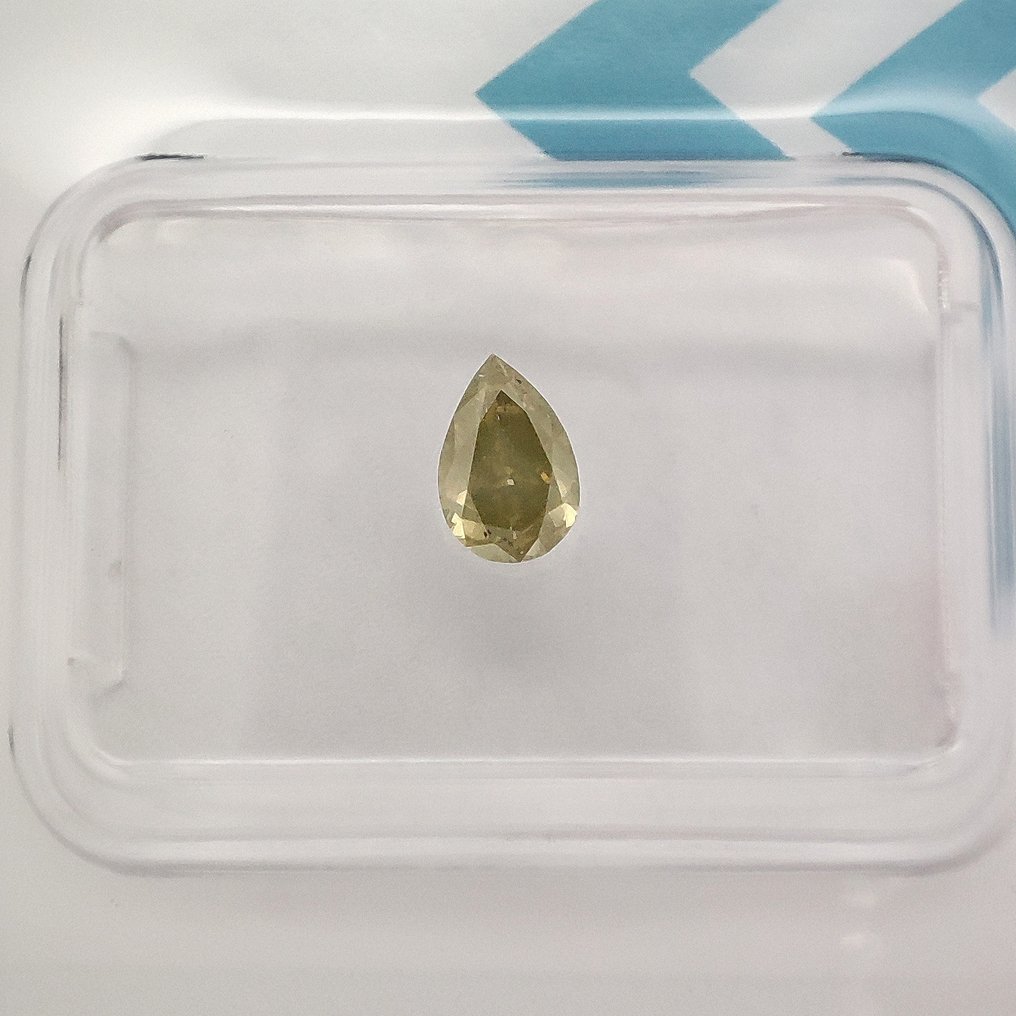 没有保留价 - 1 pcs 钻石 (天然色彩的) - 0.42 ct - 梨形 - Fancy 绿色 黄色 - SI2 微内含二级 - 国际宝石研究院(IGI) #1.0