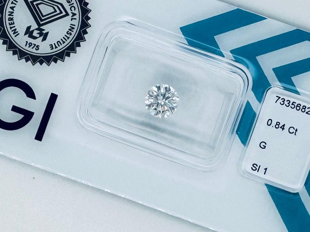 No reserve price - 1 pcs Diamond (Natural) - 0.84 ct - Round - G - SI1 - International Gemological Institute (IGI) #1.0