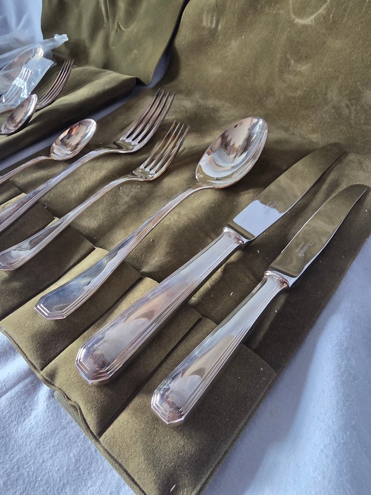 Christofle - Luc Lanel - Σετ μαχαιροπήρουνων (12) - Αμερική - Επάργυρο - Σερβίρετε μαχαιροπήρουνα για δύο άτομα. #4.3