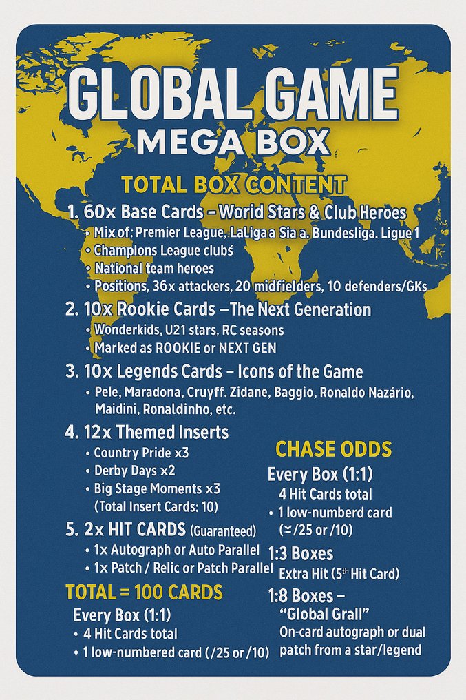 CollectorsHub Global Game Mega Box Alfredo Di Stefano, Cristiano Ronaldo, Diego Maradona, Erling Haaland, Jude Bellingham, Lamine Yamal, Lionel Messi 100 Carta Patch, Carta/cromo Parallel, Parallel con numeración, Carta/cromo con autógrafo, Edición limitada - 1 Mystery box - Casi impecable (CI) #1.0