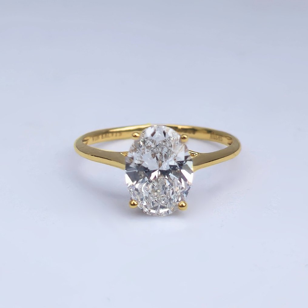 Bague - 14 carats Or jaune - 2.01ct. tw. Diamant (Cultivé en laboratoire) - CERTIFIÉ #1.0