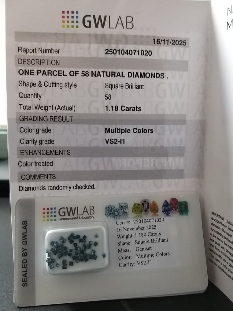 沒有保留價 - 58 pcs 鑽石  (天然)  - 1.18 ct - 方形 - I1, VS2 - Gemewizard Gemological Laboratory (GWLab) #4.3