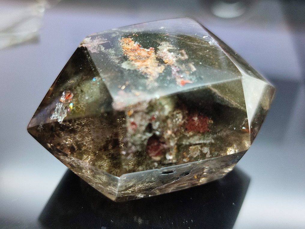 No Reserve Price Beautiful Natural Gold Rutilated Phantom Double Pointed Crystal Quartz Free Shipping- 48.11 g #3.2