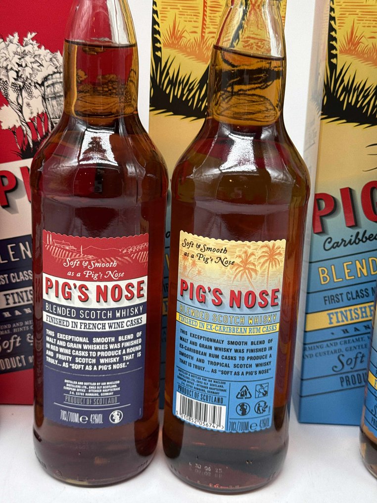 Pig's Nose - French Pig: French Wine Casks Finish & Caribbean Pig: Extra Rum Finish - 70cl - 4 flessen #3.2