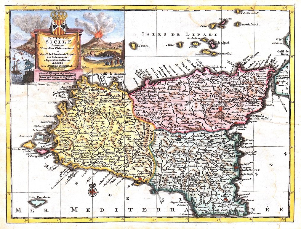 Italy - Sicilia; P. Van der Aa - L'Ile de Sicilie - 1736 #1.0
