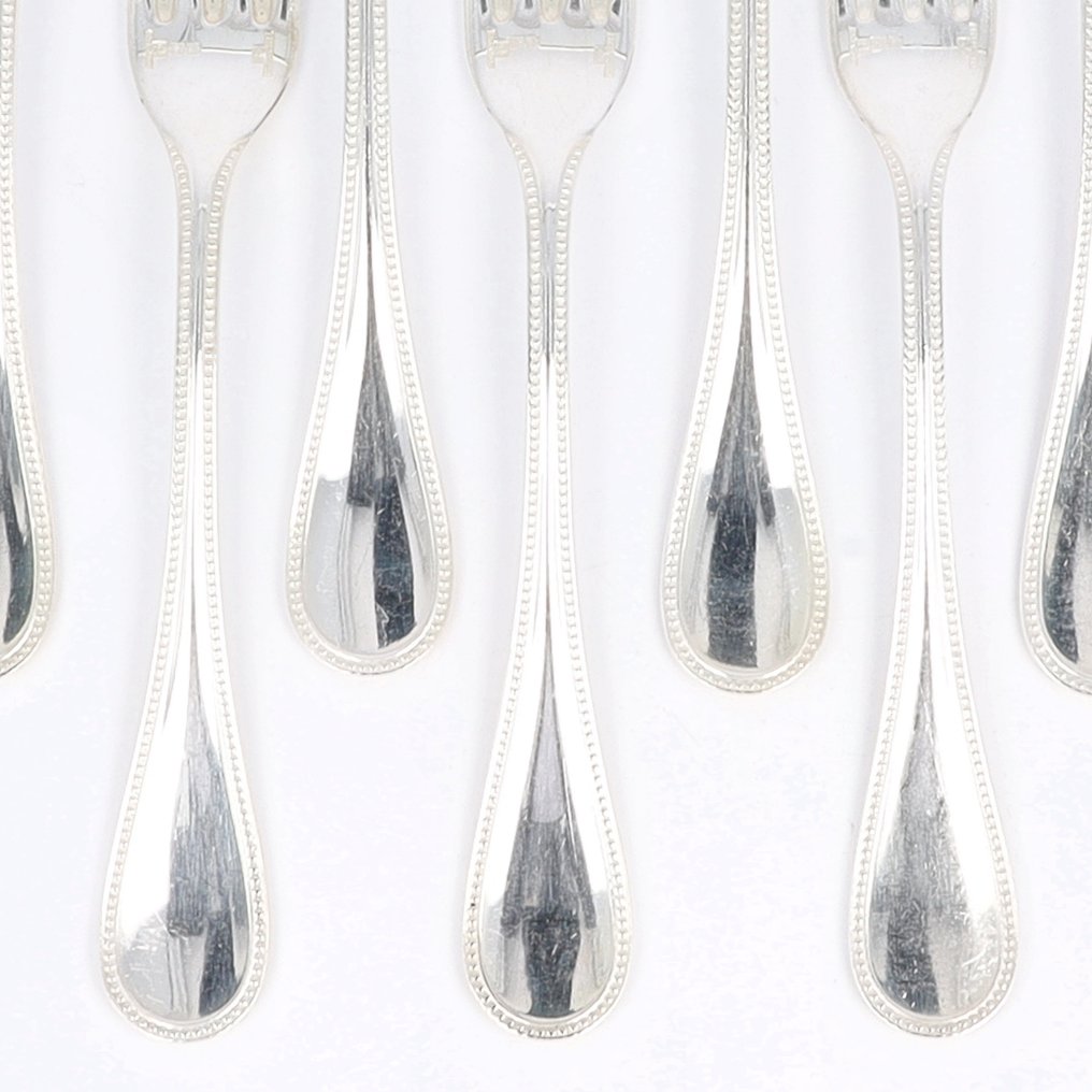 Christofle, Dessertvork model "Perles" - Widelec (12) - Posrebrzany #3.2