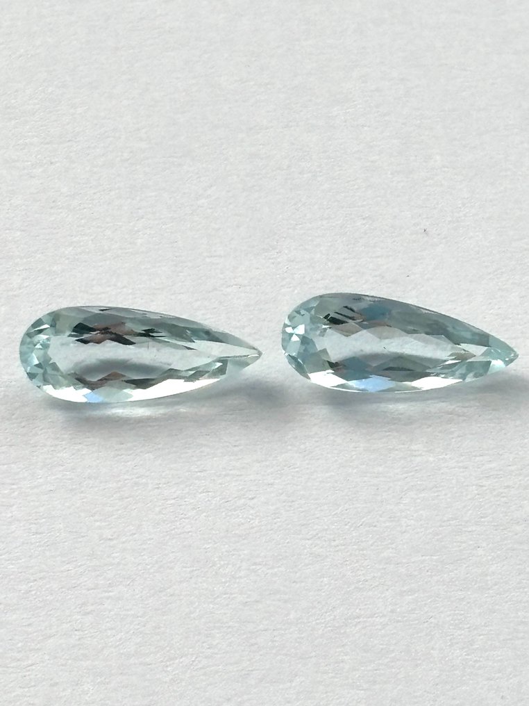2 pcs  蓝色 海蓝宝石  - 2.98 ct - 西班牙宝石学院（IGE） #3.2