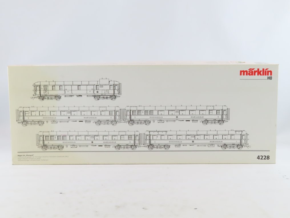 Märklin H0 - 4228 - Σετ επιβατικού τρένου μοντελισμού (1) - Σετ πέντε τεμαχίων βαγονιών 'Rheingold' με 4-άξονες επιβατικά βαγόνια ταχείας, πρώτης και δεύτερης - DRG #4.3