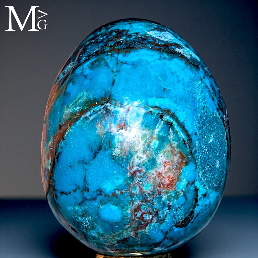 Extraordinary Chrysocolla Egg from Peru - Chrysocolla on Natural Matrix - Height: 60 mm - Width: 48 mm- 190 g #1.0