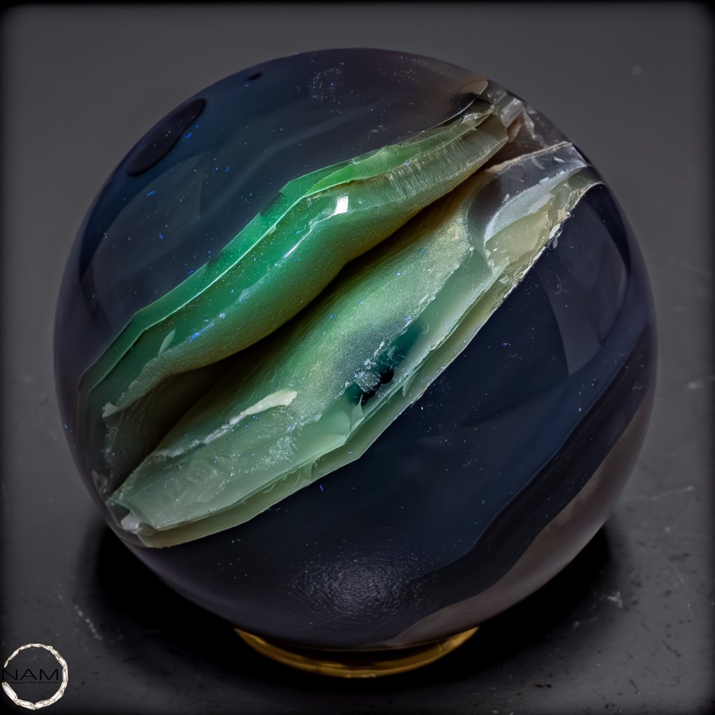 Πολύ σπάνιο! UV-Αντιδραστικό Mossagate. Σφαίρα από τη Βραζιλία- 700.26 g #1.0