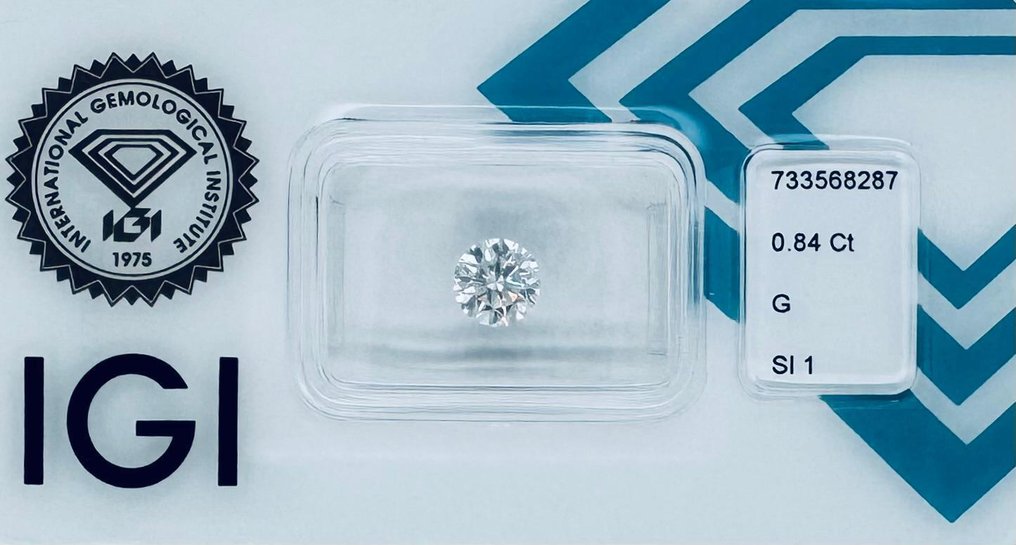 No reserve price - 1 pcs Diamond (Natural) - 0.84 ct - Round - G - SI1 - International Gemological Institute (IGI) #1.0