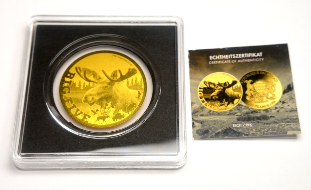 Chade. 5000 Francs 2020 Big Five - Elk Animal - 1/200oz (.999) (Sem preço de reserva) #1.0