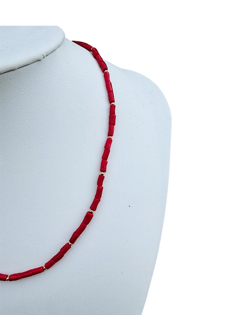 Zonder Minimumprijs - Halsketting - 18 karaat Geel goud Koraal #2.1