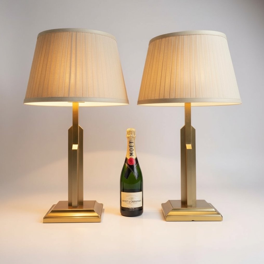 Willy Rizzo - Table lamp - Skyscrapers - Brass, Textile #1.0