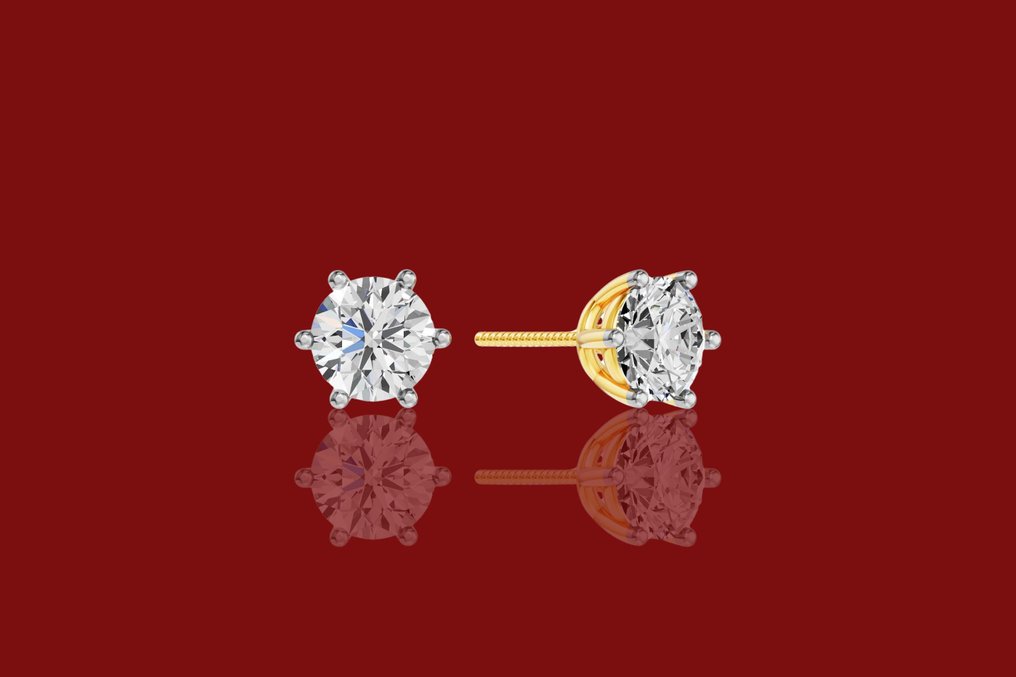 Boucles d'oreilles - 14 carats Or jaune - 2.52ct. tw. Diamant (Cultivé en laboratoire) #1.0