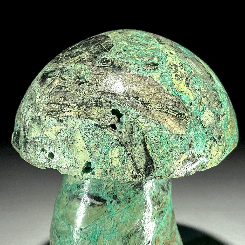 无底价——手工雕刻矿石蘑菇雕塑——独一无二的收藏品 绿色石锰矿石- 2000 g - (1) #3.2