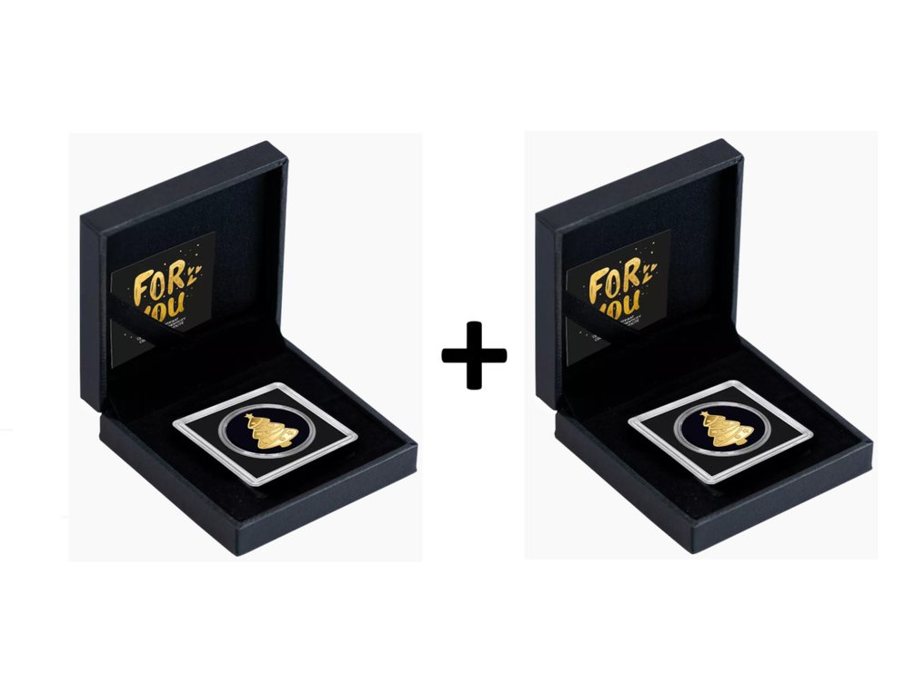 Chade. 3000 Francs 2025 Christmas Tree - .999 gold (2 pieces) with box & certificates  (Sem preço de reserva) #1.0