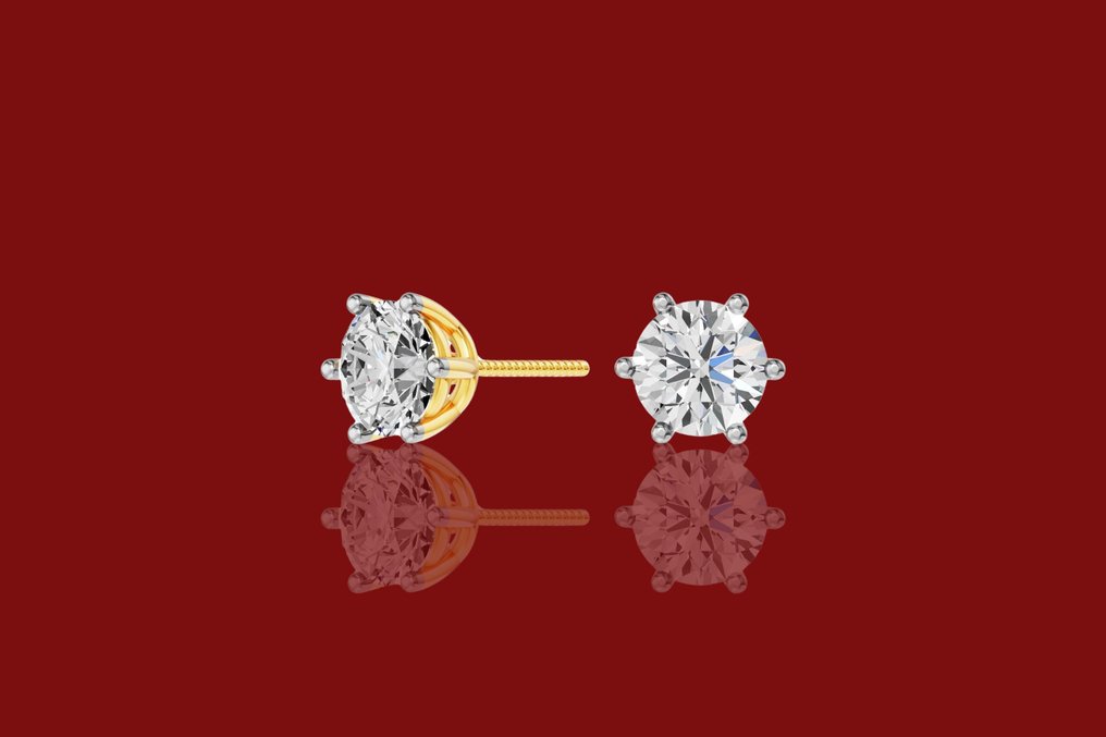 Boucles d'oreilles - 14 carats Or jaune - 2.52ct. tw. Diamant (Cultivé en laboratoire) #2.1
