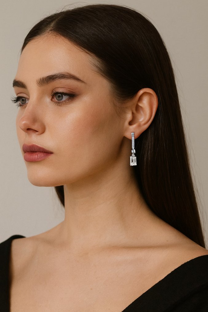 Σκουλαρίκια - 14 καράτια Λευκός χρυσός -  0.93ct. tw. Διαμάντι (Φυσικό) - Διαμάντι - Αποκλειστικά διαμαντένια σκουλαρίκια #1.0