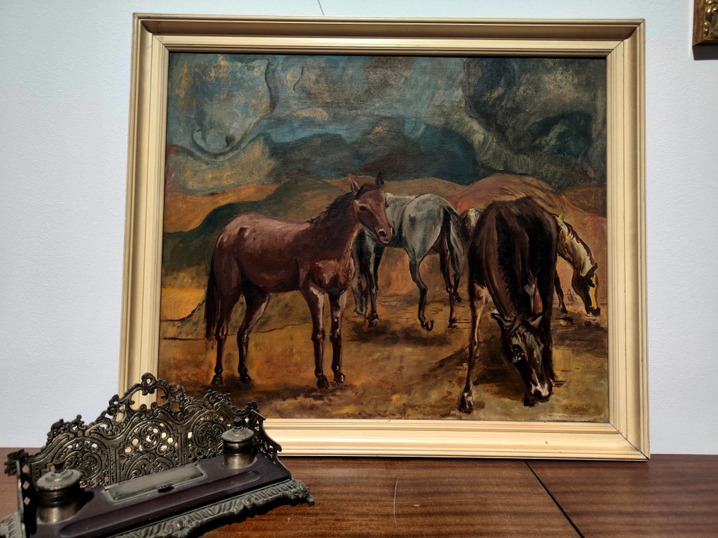 École expressionniste européenne (XX) - Scène équestre sous un ciel orageux #3.2