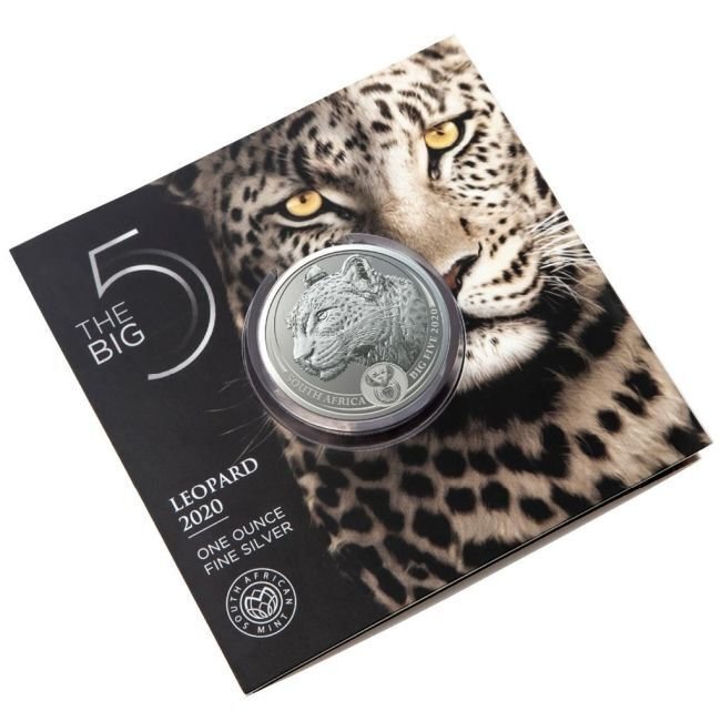 Νότια Αφρική. 5 Rand 2020 1 oz Big Five Silver Leopard Coin BU (In Blister Card) #1.0
