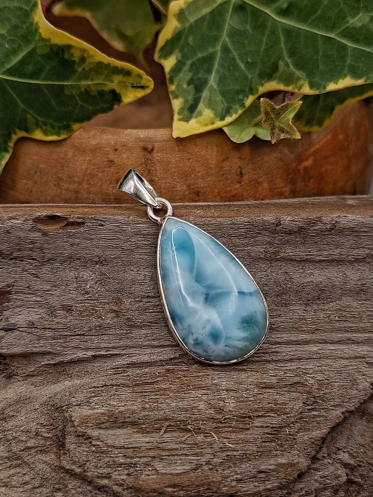 Silberschmuck aus 925er Silber mit Larimar (Ozean) Top-Qualität - Höhe: 40 mm - Breite: 18 mm- 9.1 g - (1) #2.1