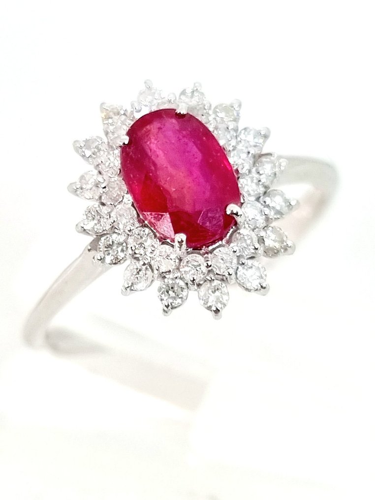 Ring - 18 kt. White gold Ruby - Diamond #2.1