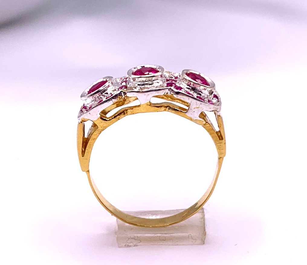 χωρίς τιμή ασφαλείας - Βραδινό δαχτυλίδι - 9 kt. Κίτρινο χρυσό, Ασημί Ρουμπίνι - Ρουμπίνι - Diamanti #4.3