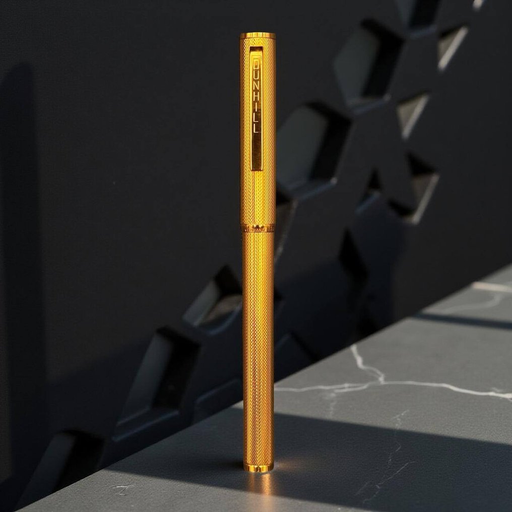 Dunhill - Pluma estilográfica Dunhill guilloché chapada en oro - 钢笔 #1.0